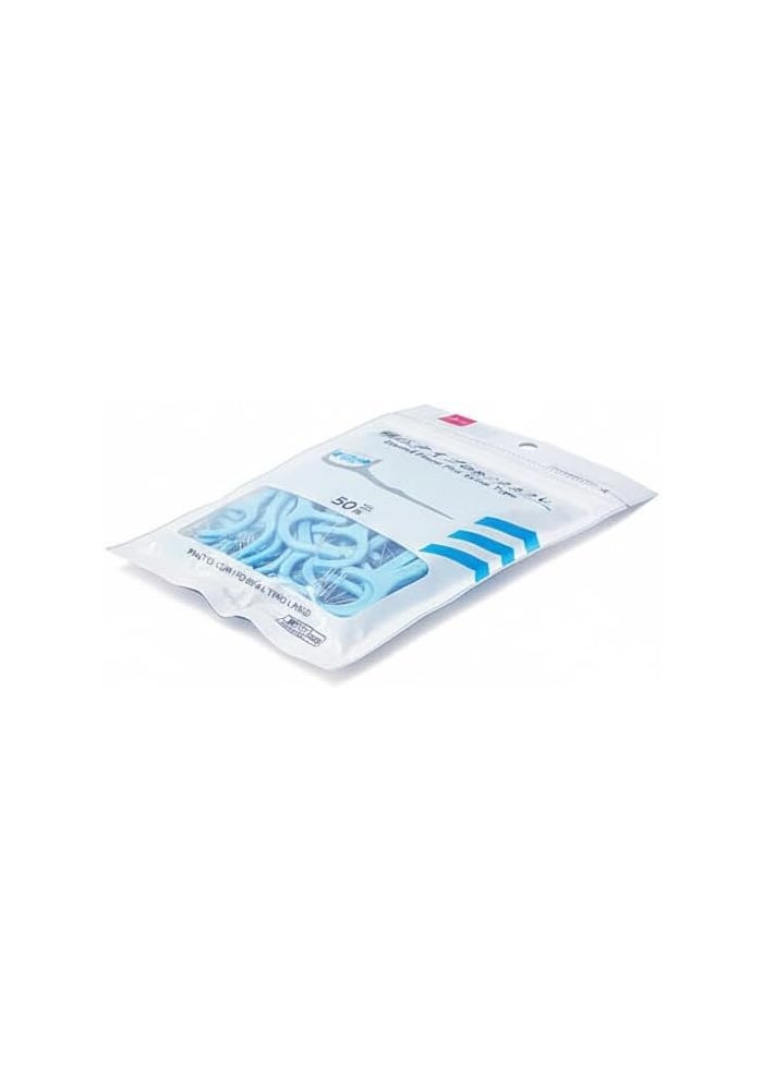 DAISO Wide Dental Floss Picks - 50-Piece Pack, Easy Grip Oral Care Flossers, Blue - Image 3